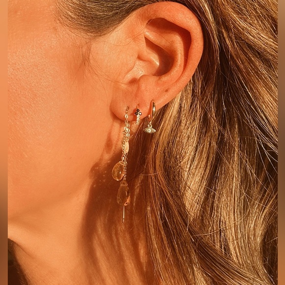Stunning Citrine Earrings Threader Earrings Gemstone Jewelry Non-tarnish Gold - Picture 10 of 13